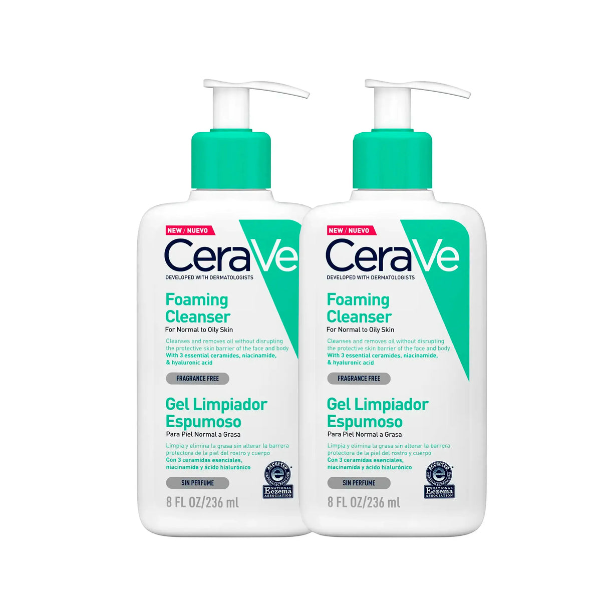 CeraVe Foaming Cleanser for Normal to Oily Skin  2 pieces